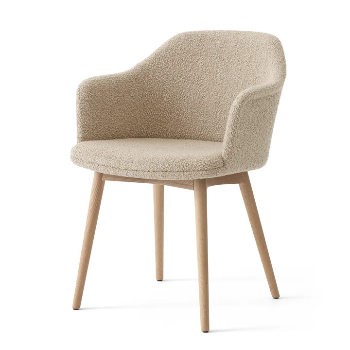 & Tradition - Rely HW79 Chaise avec accoudoirs, structure en chêne / beige (Karakorum 003)