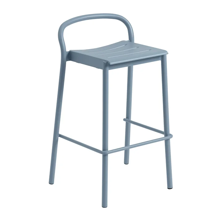 Linear Steel Tabouret de bar Outdoor, SH 75 cm, bleu clair de Muuto