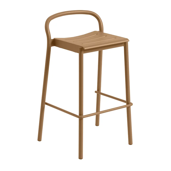 Linear Steel Tabouret de bar Outdoor, SH 75 cm, burnt orange de Muuto