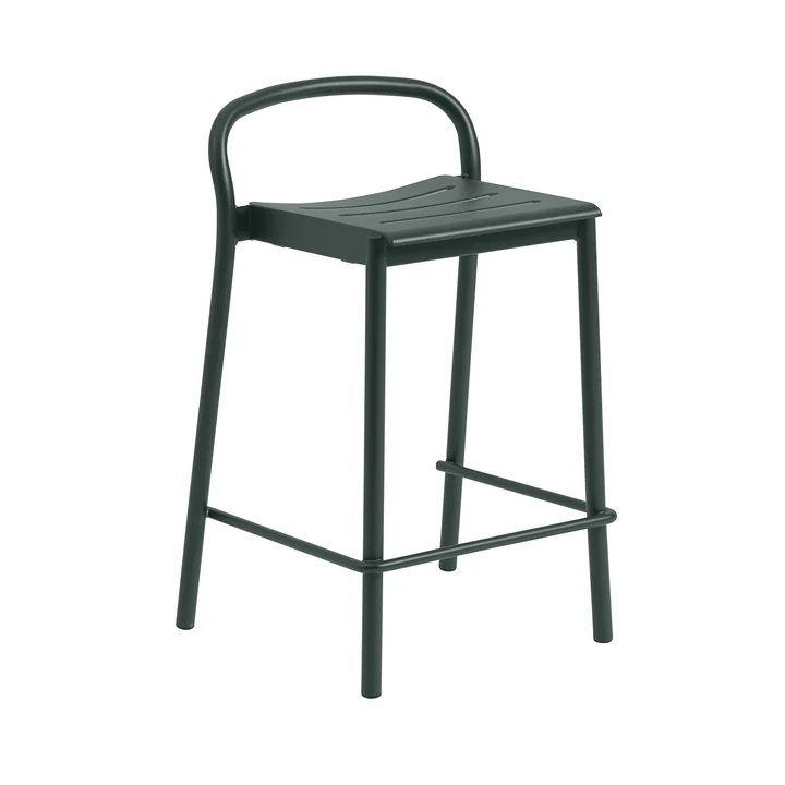 Linear Steel Tabouret de bar Outdoor, SH 65 cm, vert foncé de Muuto