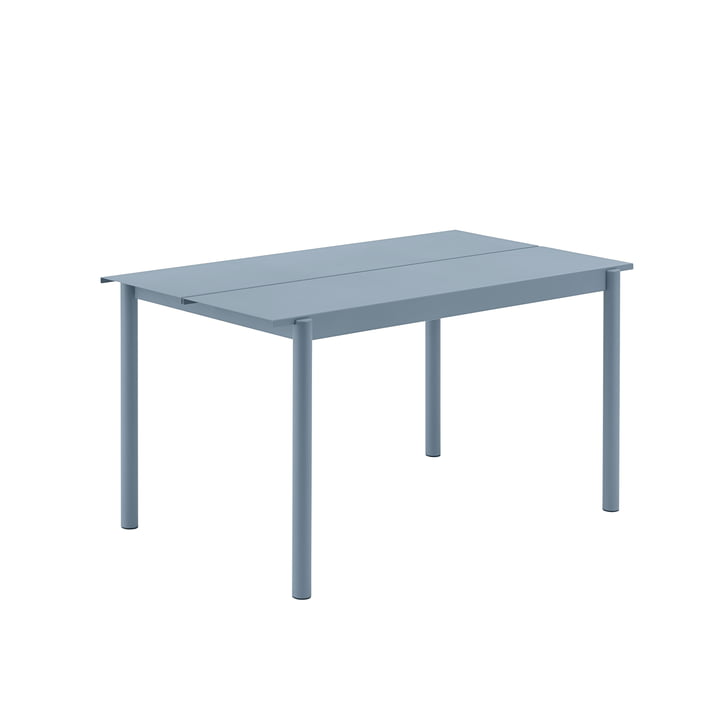 Table linéaire en acier Outdoor, 75 x 140 cm, bleu clair de Muuto