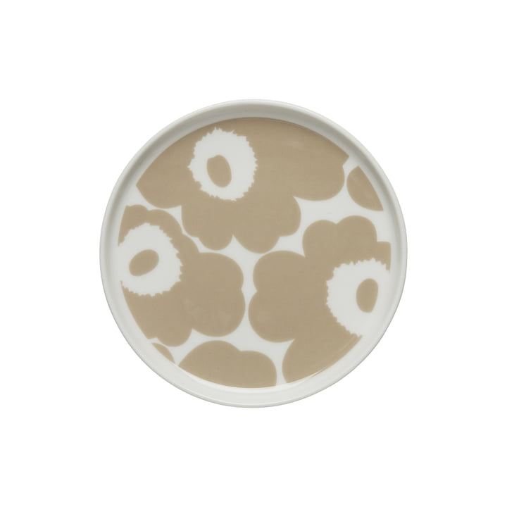 Oiva Unikko Assiette, Ø 13,5 cm, beige / blanc de Marimekko