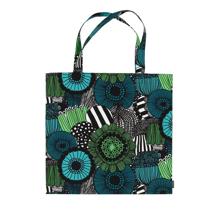 Pieni Siirtolapuutarha Sac en coton, vert / bleu de Marimekko