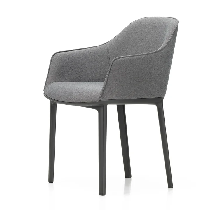 Softshell Armchair, basic dark / Plano (gris sierra / nero), patins en feutre de Vitra