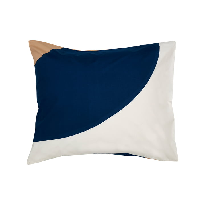 Seireeni Taie d'oreiller 50 x 60 cm, blanc cassé / bleu foncé / beige de Marimekko