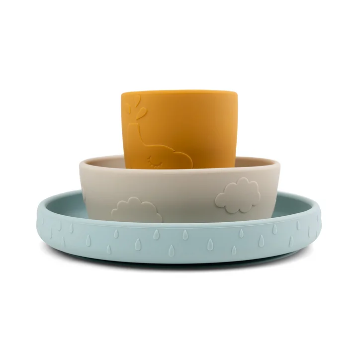 Stick & Stay Set de vaisselle Deer Friends jaune moutarde/sable de Done by Deer