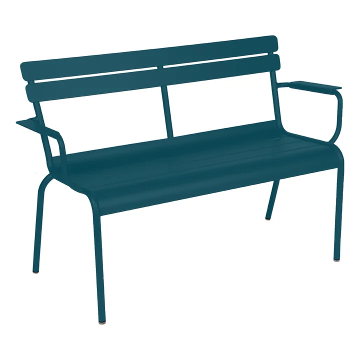 Luxembourg Banc de jardin avec accoudoirs de Fermob en couleur bleu acapulco