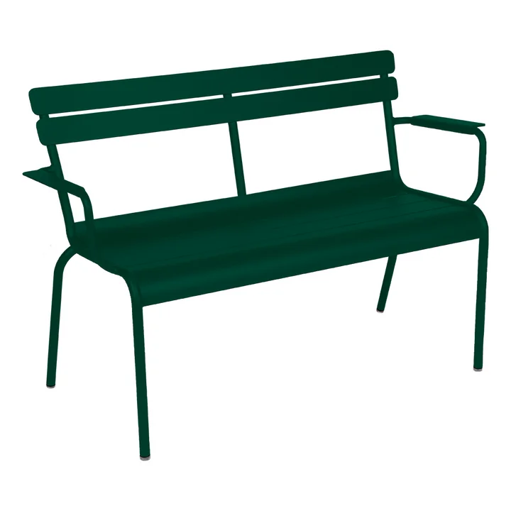 Luxembourg Banc de jardin avec accoudoirs de Fermob en couleur vert cèdre