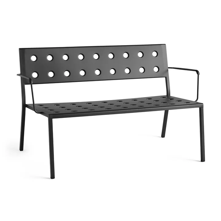 Balcony Banc Lounge avec accoudoirs, L 121,5 cm, anthracite de HAY