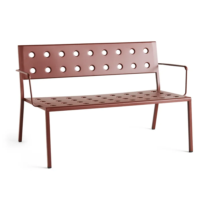 Balcony Banc de salon avec accoudoirs, L 121,5 cm, iron red de HAY