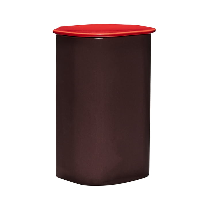 Amare Rangement avec couvercle large, bourgogne / rouge de Hübsch Interior