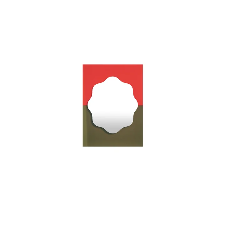 Wander Miroir, 40 x 55 cm, vermilion / kaki de Petite Friture