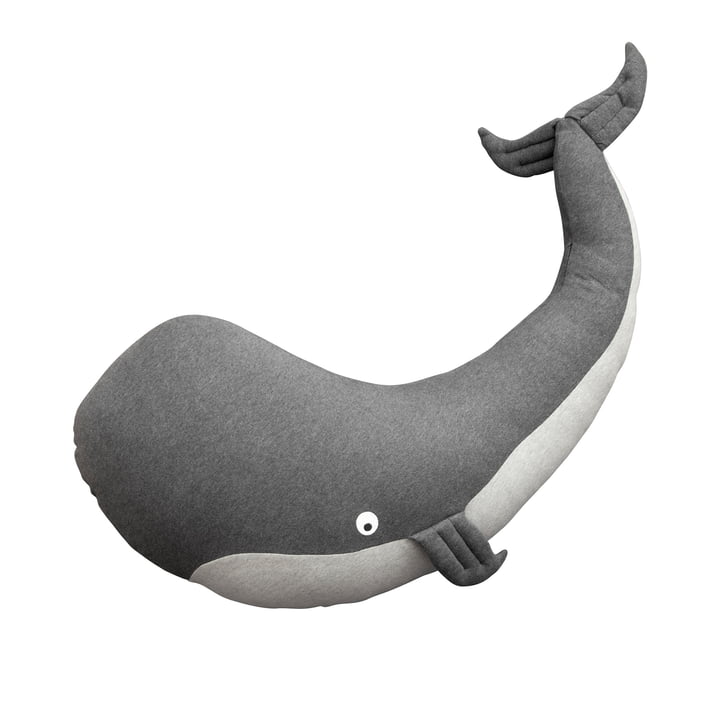 Coussin d'allaitement Marion la baleine de Sebra dans la couleur grise
