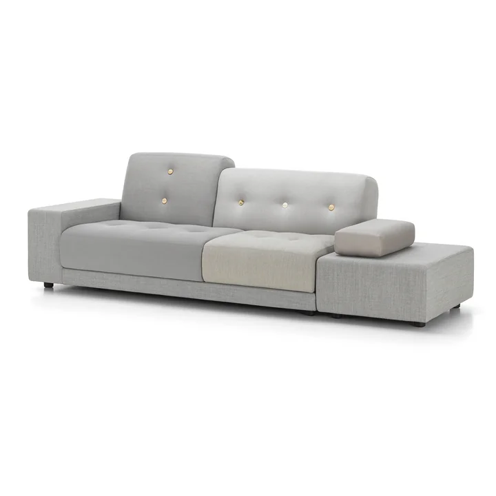 Polder Canapé avec ottoman, accoudoir à gauche / gris (Mix The Pebble Greys 04) de Vitra