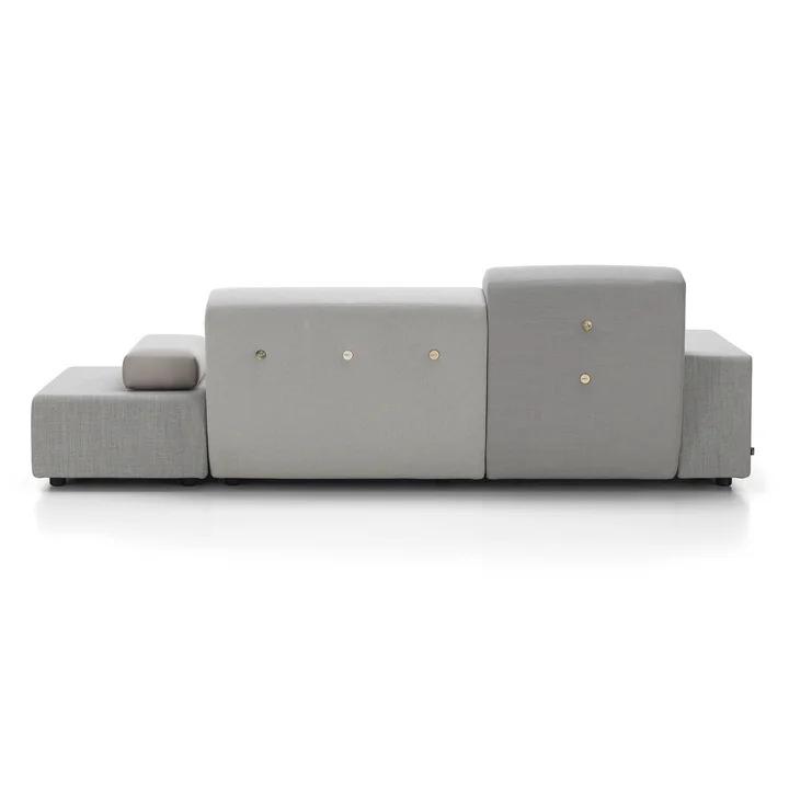 Polder Canapé avec ottoman, accoudoir à gauche / gris (Mix The Pebble Greys 04) (jeu de boutons clair 01) de Vitra