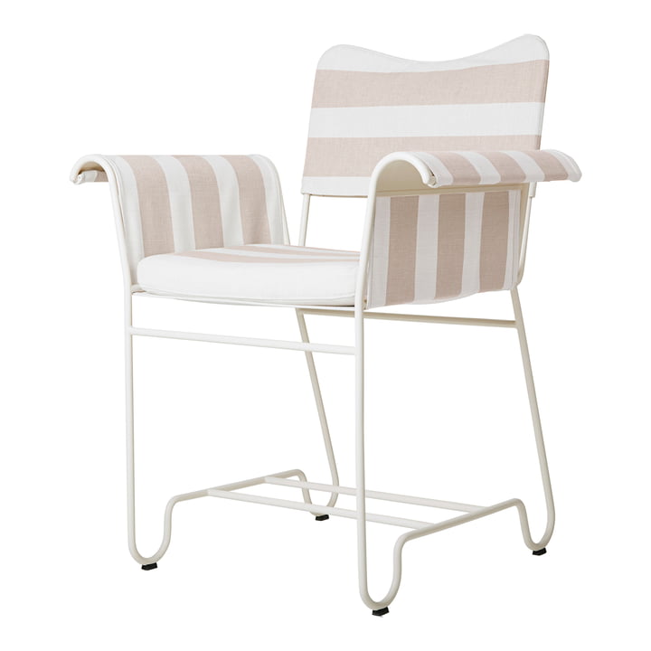 Tropique Outdoor Dining Chair, classic white semi matt / Leslie Stripe Limonta de Gubi