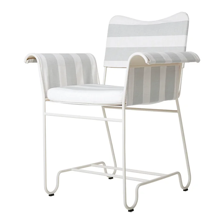 Tropique Outdoor Dining Chair, classic white semi matt / Leslie Stripe Limonta de Gubi