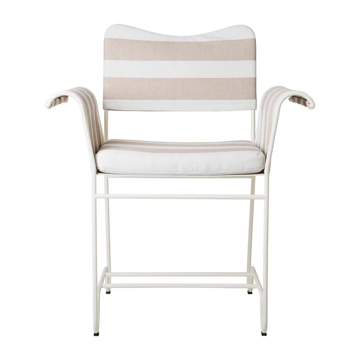 Tropique Outdoor Dining Chair, classic white semi matt / Leslie Stripe Limonta de Gubi