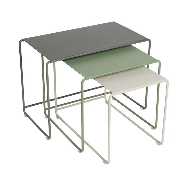 Oulala Set de tables d'ensemble de Fermob dans la version rosmarin / cactus / gris argile