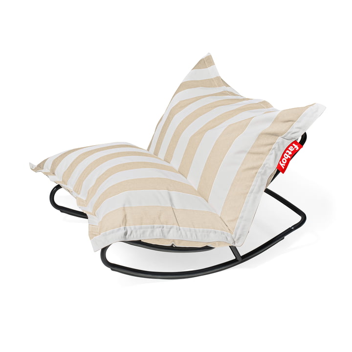 Fatboy - Set promotionnel : Rock 'n' Roll Lounge Chair, noir + Original Outdoor Sitzsack, stripe sandy beige