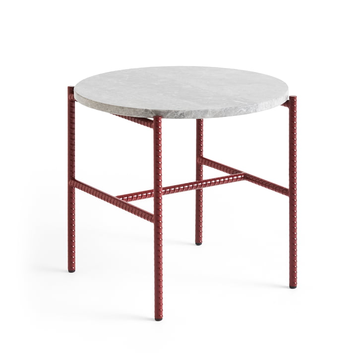 Rebar Table d'appoint Ø 45 x H 40,5 cm, Marbre gris / barn red de Hay