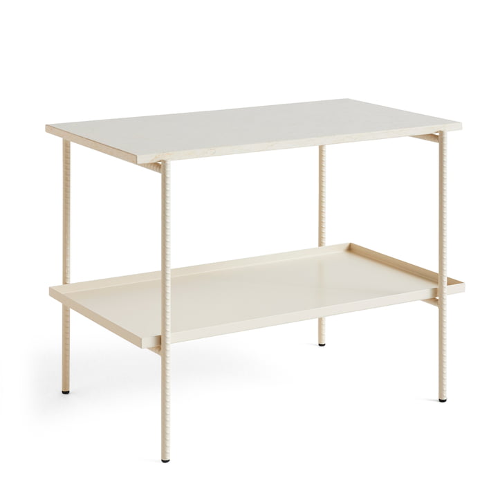 Rebar Table d'appoint rectangulaire deux niveaux, marbre beige / albâtre de Hay