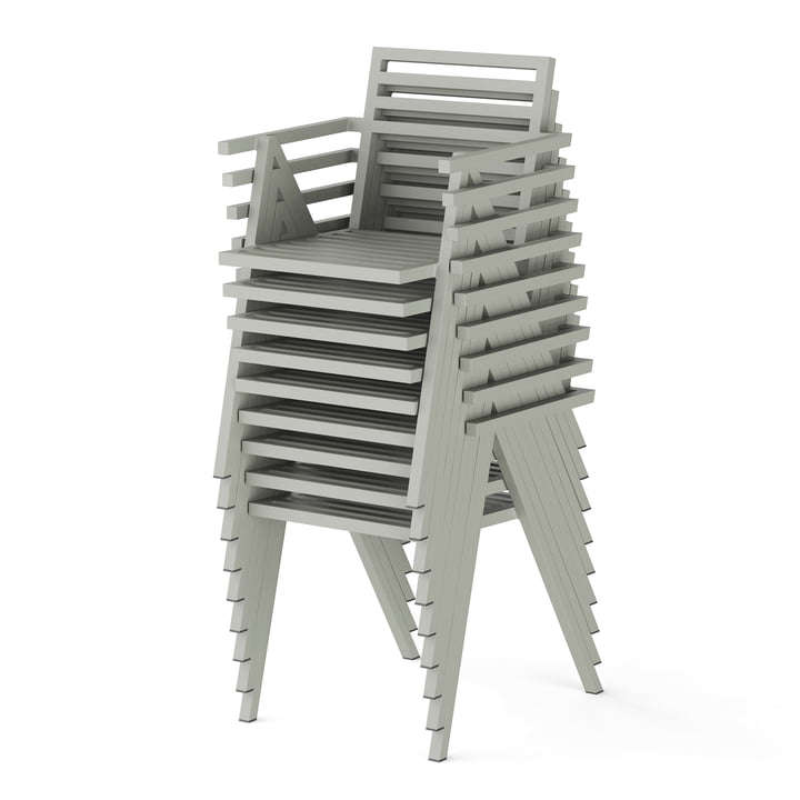 Outdoor Stacking Armchair, gris RAL 120 70 05 de NINE