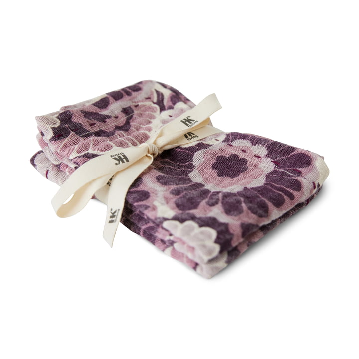 Serviettes de table en coton, 30 x 30 cm, floral bordeaux (lot de 2) de HKliving