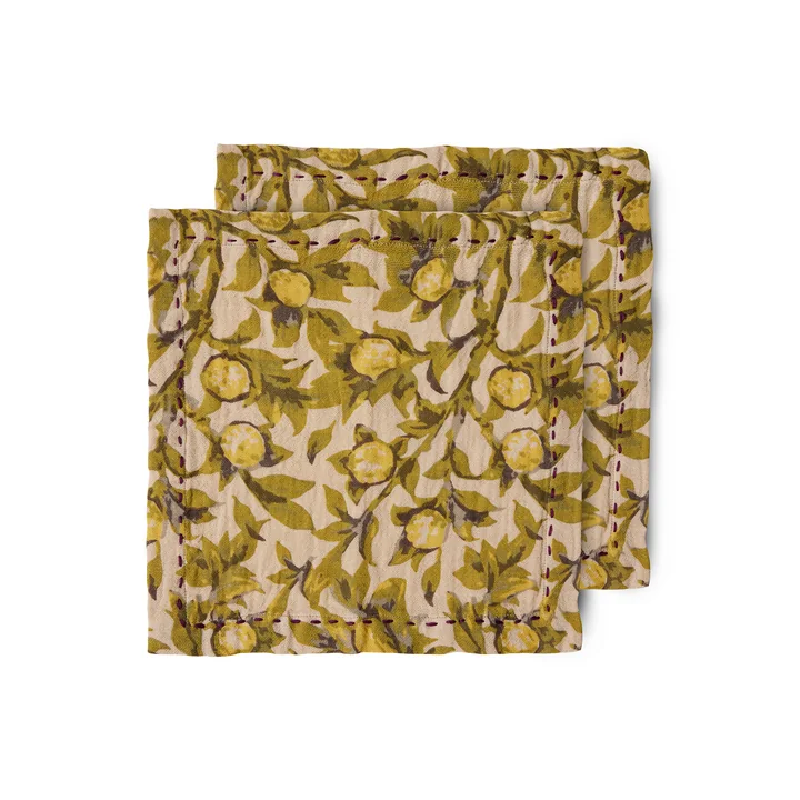 Serviettes de table en coton, 30 x 30 cm, mediterranean olive (lot de 2) de HKliving