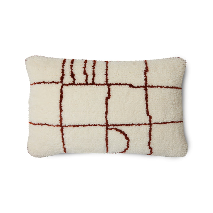 Easy Coussin en laine, 40 x 60 cm, crème / rouille de HKliving