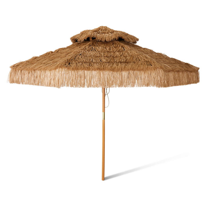 Raffia Parasol de terrasse, Ø 300 cm, brun de HKliving