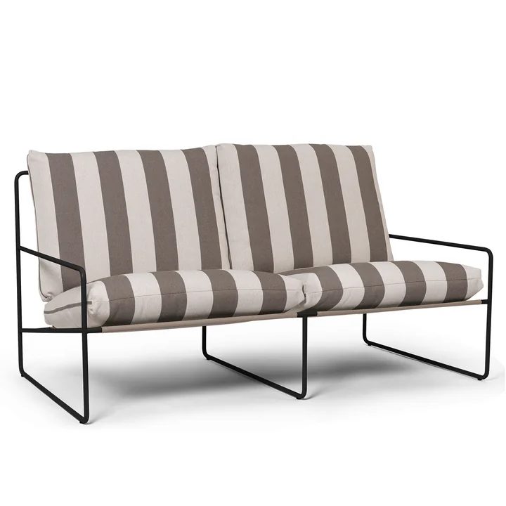 Desert Stripe Outdoor - Canapé 2 places, noir / chocolat de Ferm Living