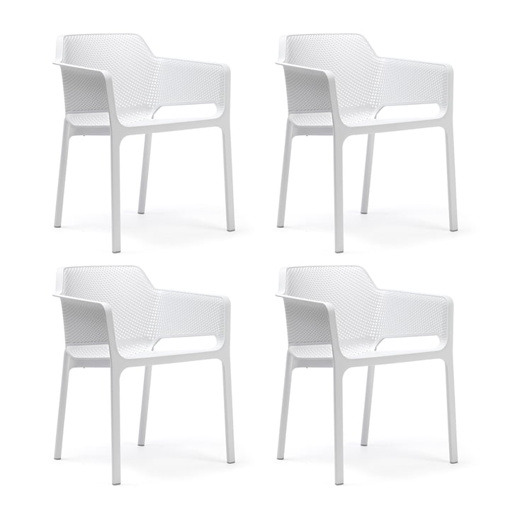 Nardi - Net - Chaise avec accoudoirs 4x, blanc