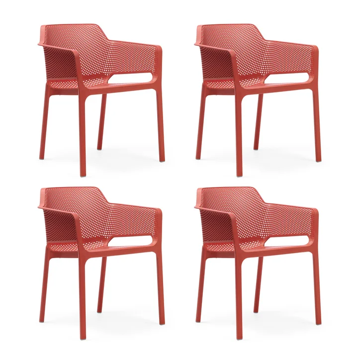Nardi - Net - Chaise avec accoudoirs 4x, corail