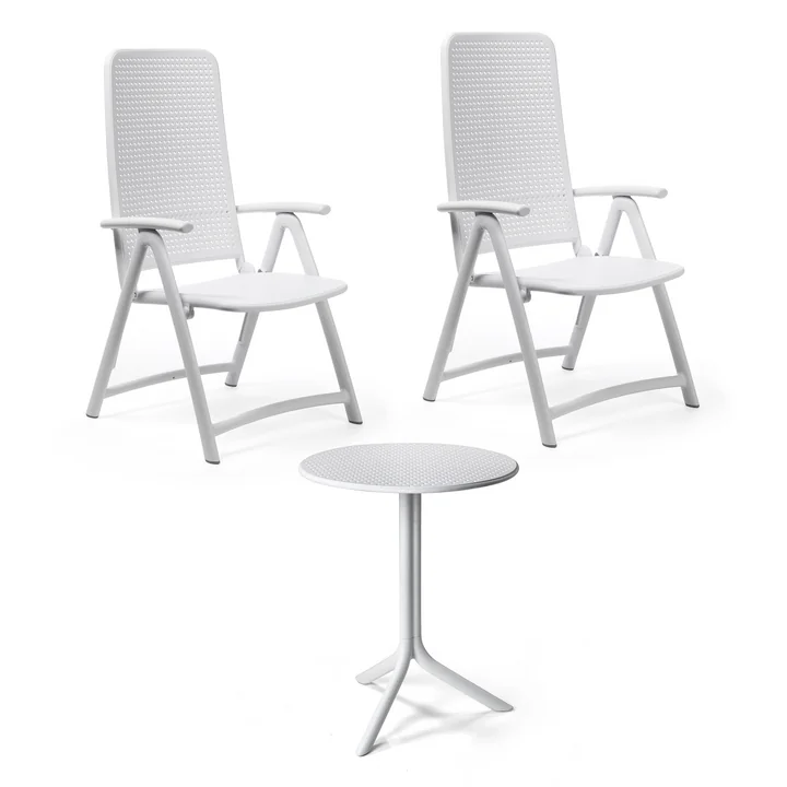 Nardi - Darsena Relax fauteuil pliant (2x) + Step table, bianco