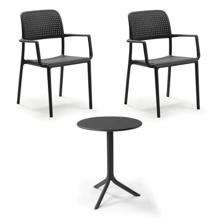 Nardi - Bora chaise à accoudoirs (2x) + Step table, anthracite