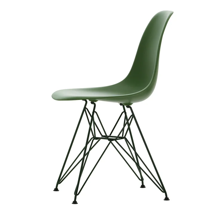 Eames Plastic Side Chair DSR, forest / vert foncé (patins en plastique basic dark) de Vitra