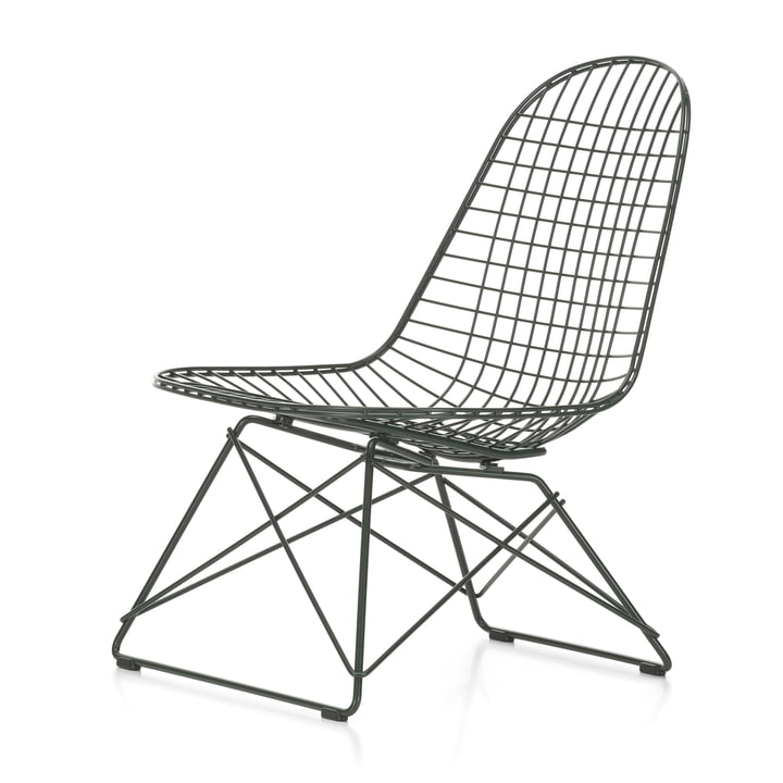 Wire Chair LKR, vert foncé (patins en plastique basic dark) de Vitra