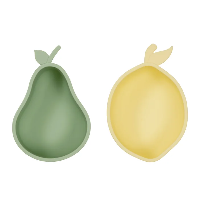 Barquettes à en-cas, citron & Poire, jaune / vert (set de 2) de OYOY