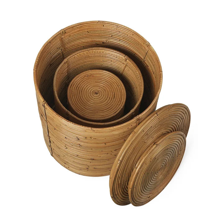 Ferm Living - Column Storage, teinté naturel (jeu de 3)