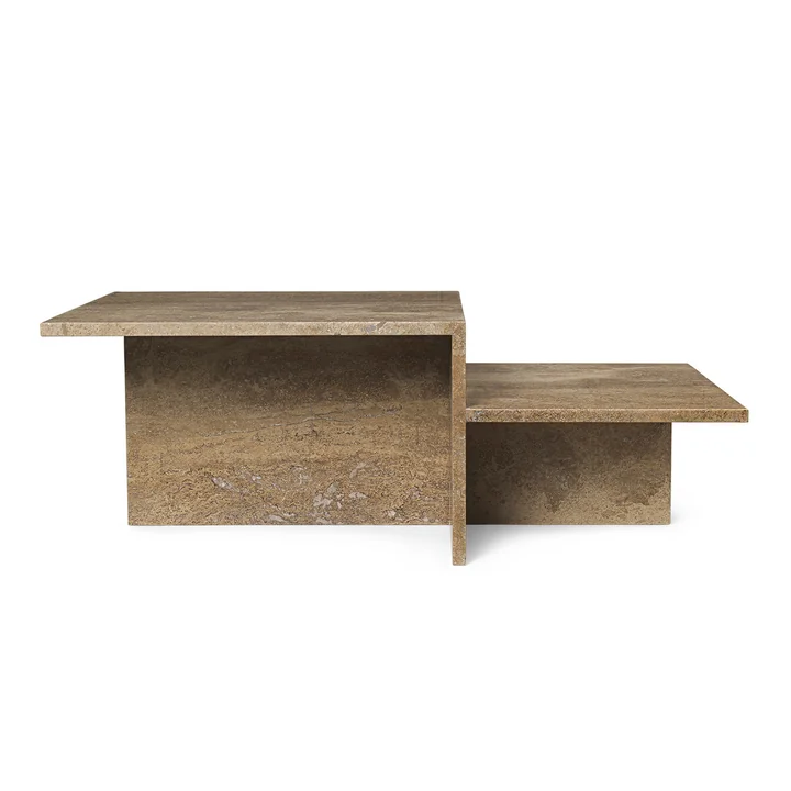 Ferm Living - Distinct Table basse, brun foncé pierre de travertin