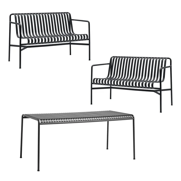 HAY - Palissade Table + Dining Bench (set de 2), anthracite