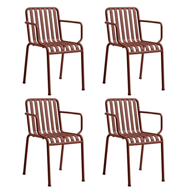 Hay - Palissade Chaise avec accoudoirs, iron red (lot de 4)