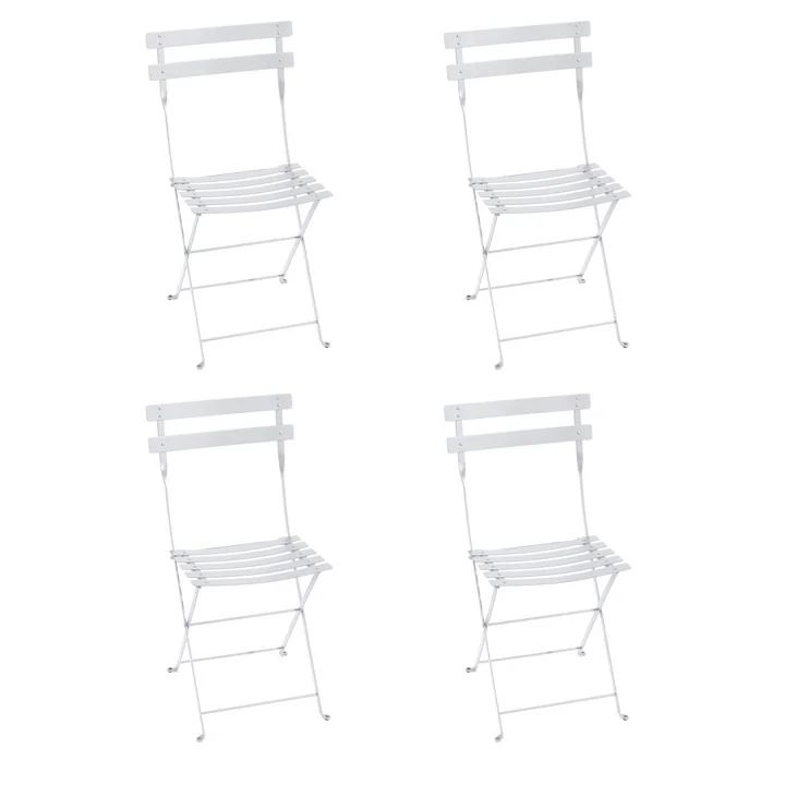 Fermob - Bistro Chaise pliante en métal, blanc coton (lot de 4)