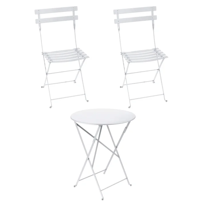 Fermob - Bistro Table pliante + 2 chaises pliantes, blanc coton
