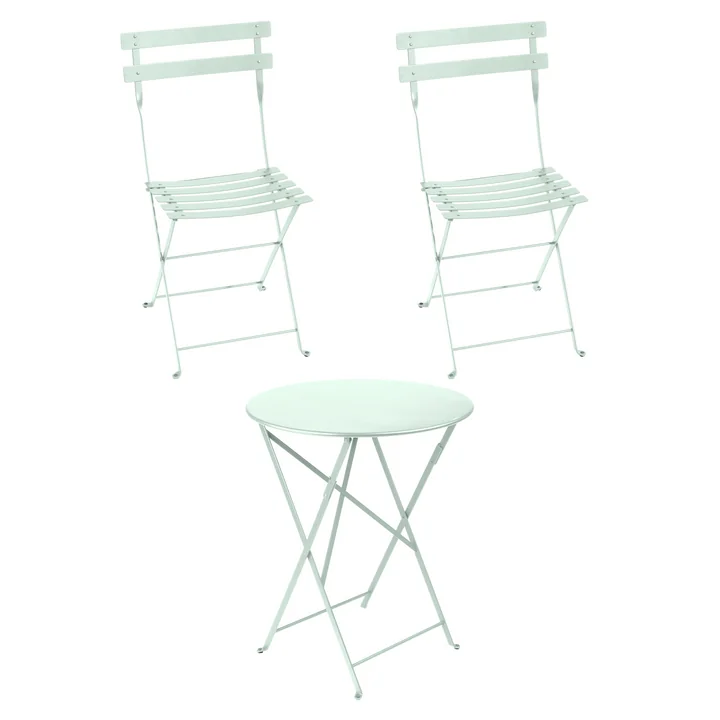 Fermob - Bistro Table pliante + 2 chaises pliantes, menthe verte
