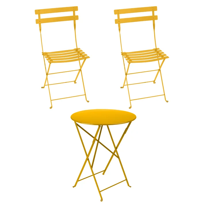 Fermob - Bistro Table pliante + 2 chaises pliantes, miel