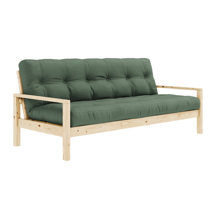 Knob Canapé-lit de Karup Design dans la version pin naturel / vert olive (756)