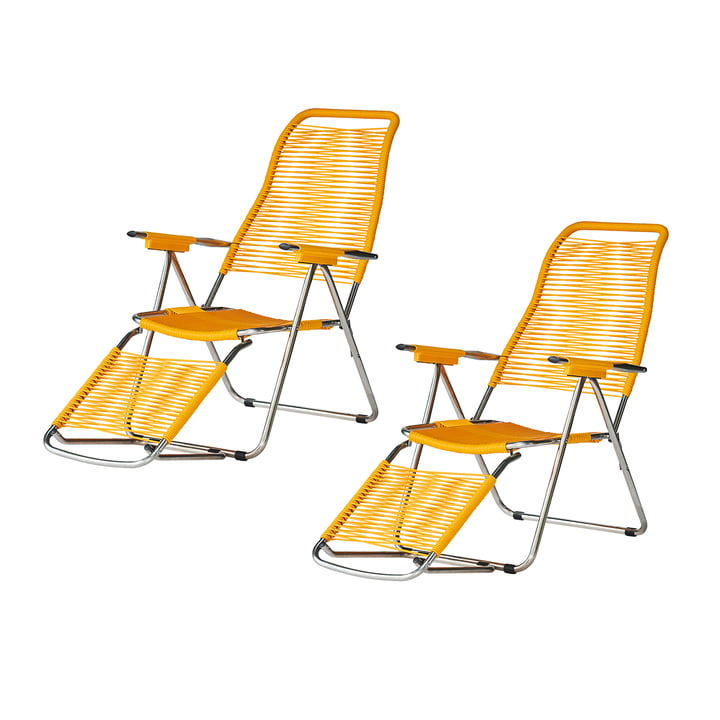 Fiam - Chaise longue Spaghetti, structure aluminium / toile jaune (lot de 2)