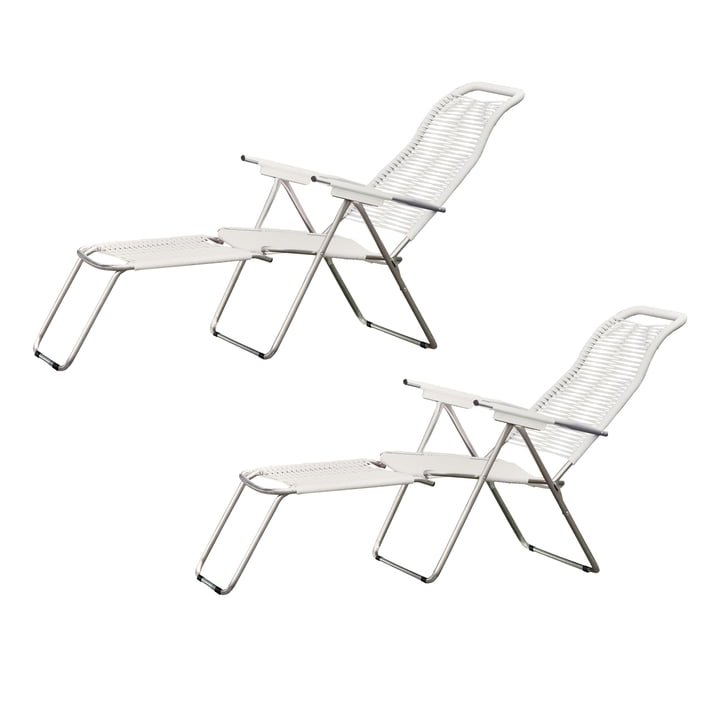 Fiam - Chaise longue Spaghetti, structure aluminium / toile blanche (lot de 2)